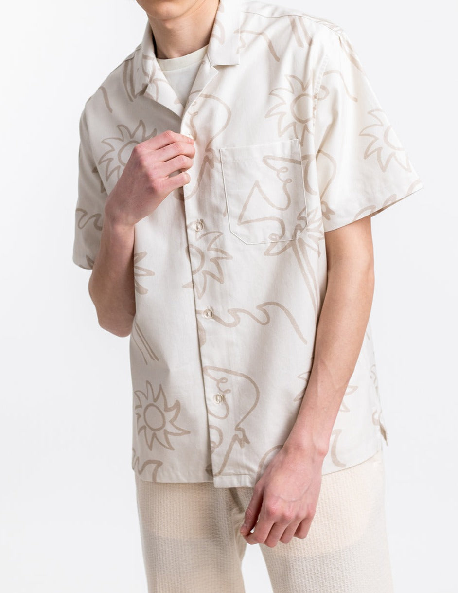 Chemisette écrue à motifs en coton bio - beachside bowling off-white