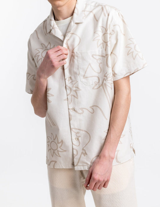 Chemisette écrue à motifs en coton bio - beachside bowling off-white