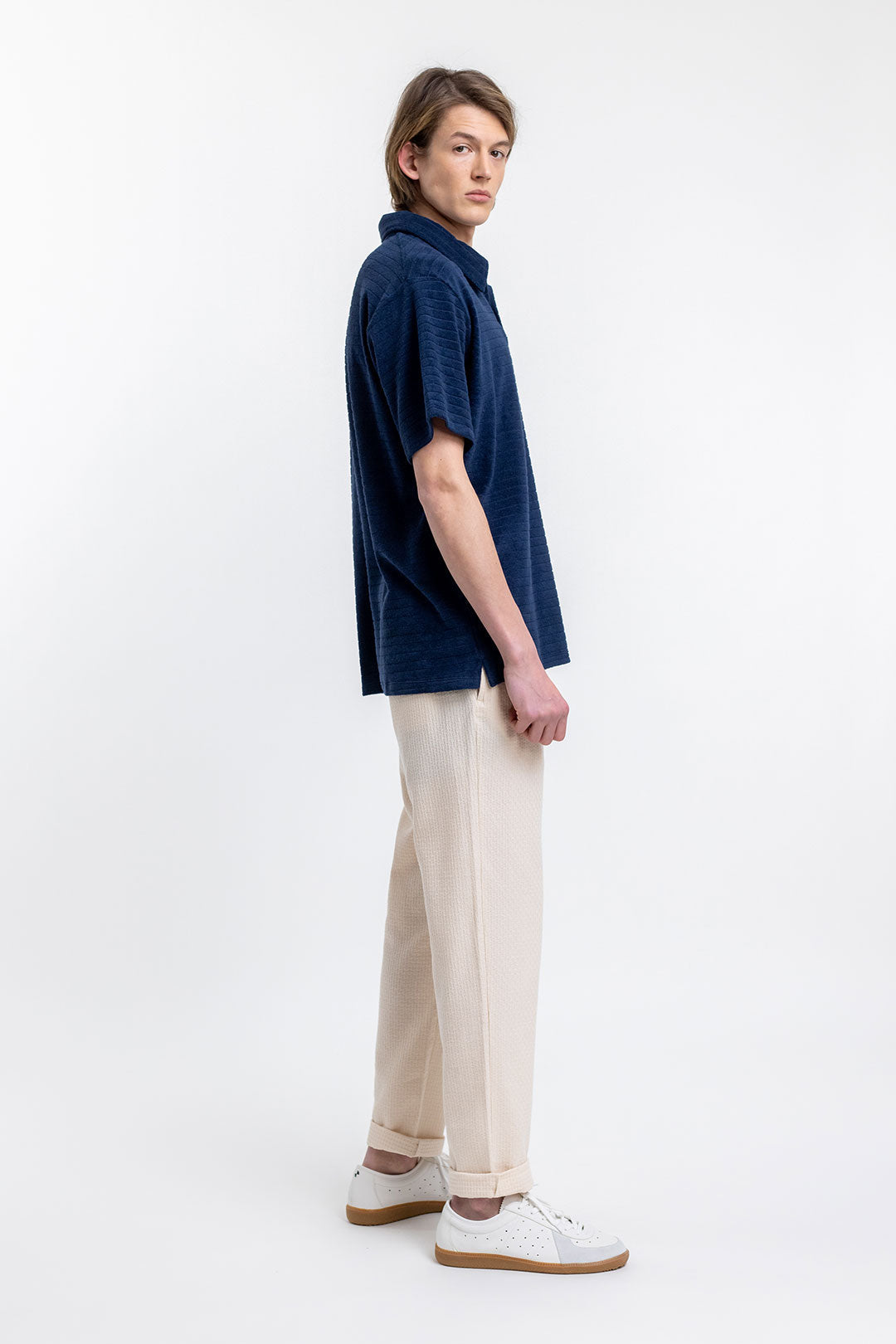 Polo marine éponge en coton bio - terry cotton polo navy