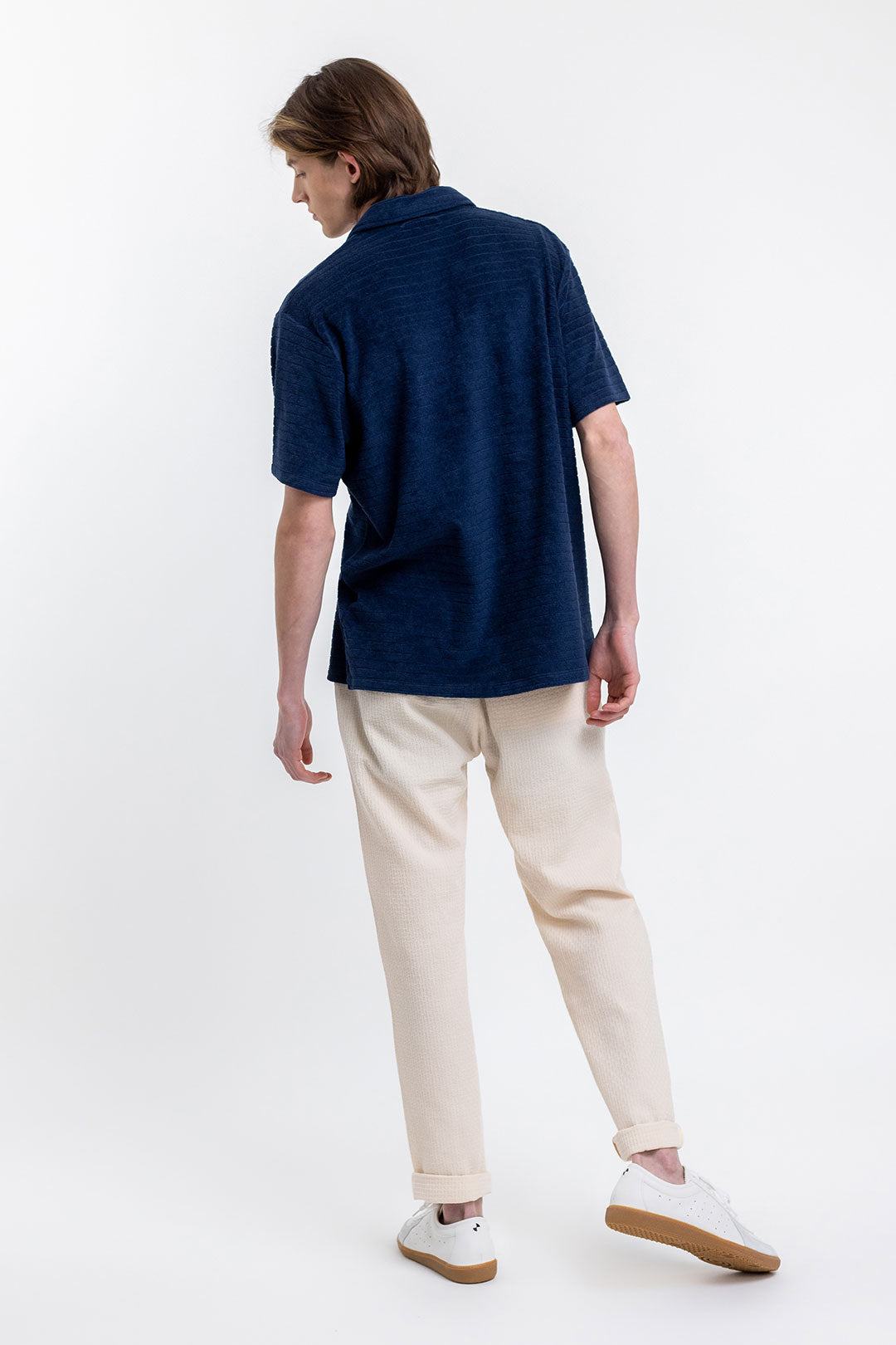 Polo marine éponge en coton bio - terry cotton polo navy