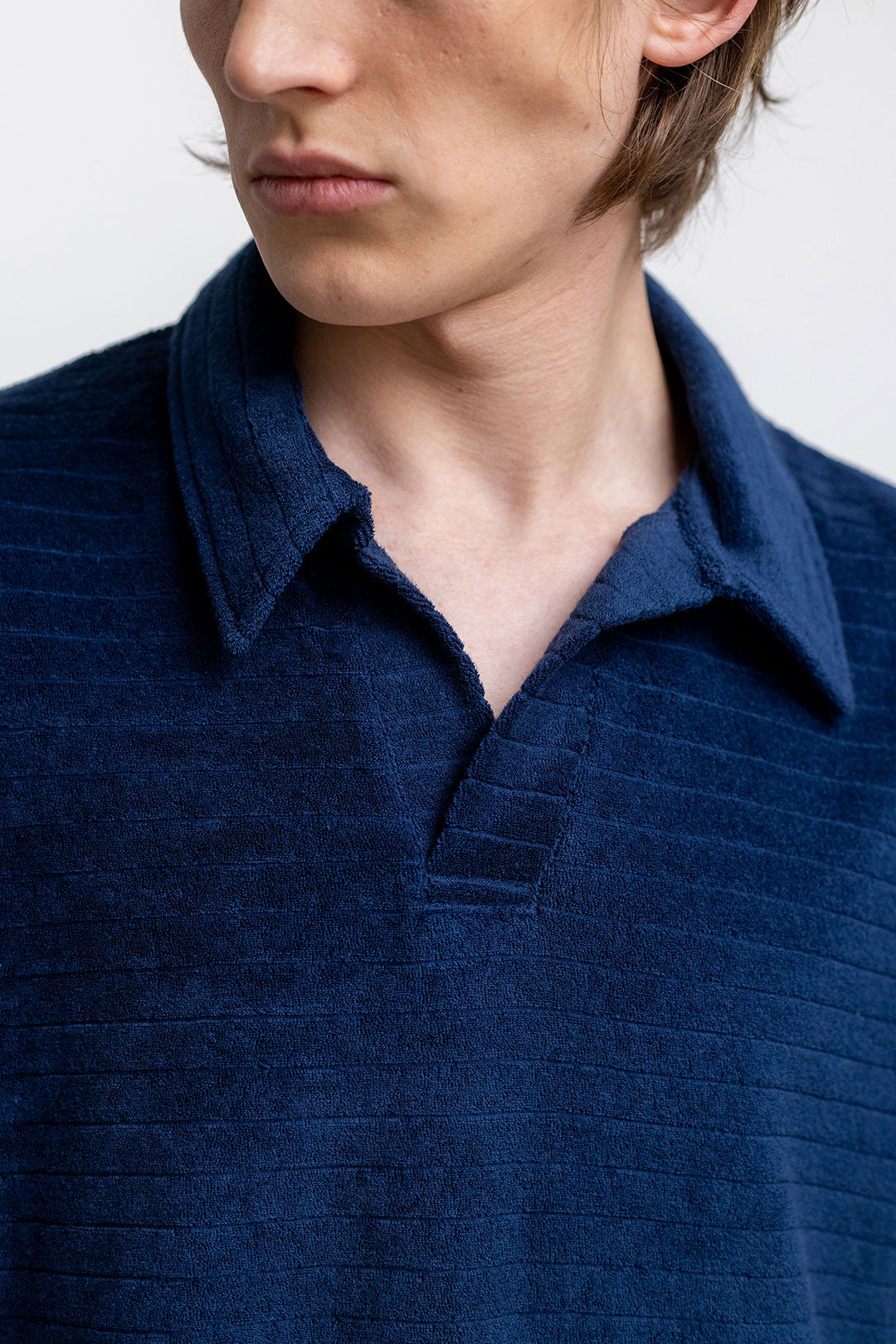 Polo marine éponge en coton bio - terry cotton polo navy
