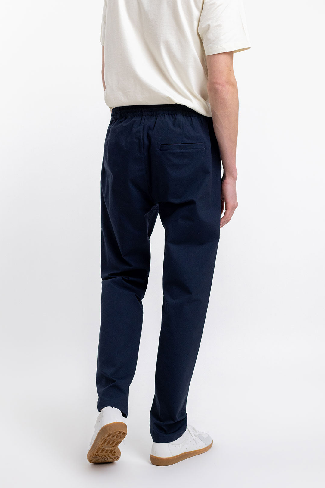 Pantalon marine texturé en coton bio - relaxed pant navy