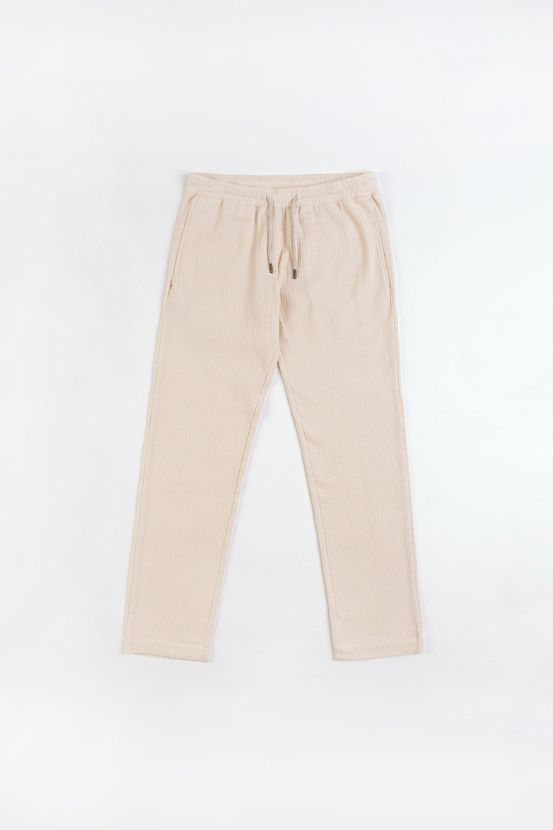 Pantalon beige texturé en coton bio - relaxed pant sand