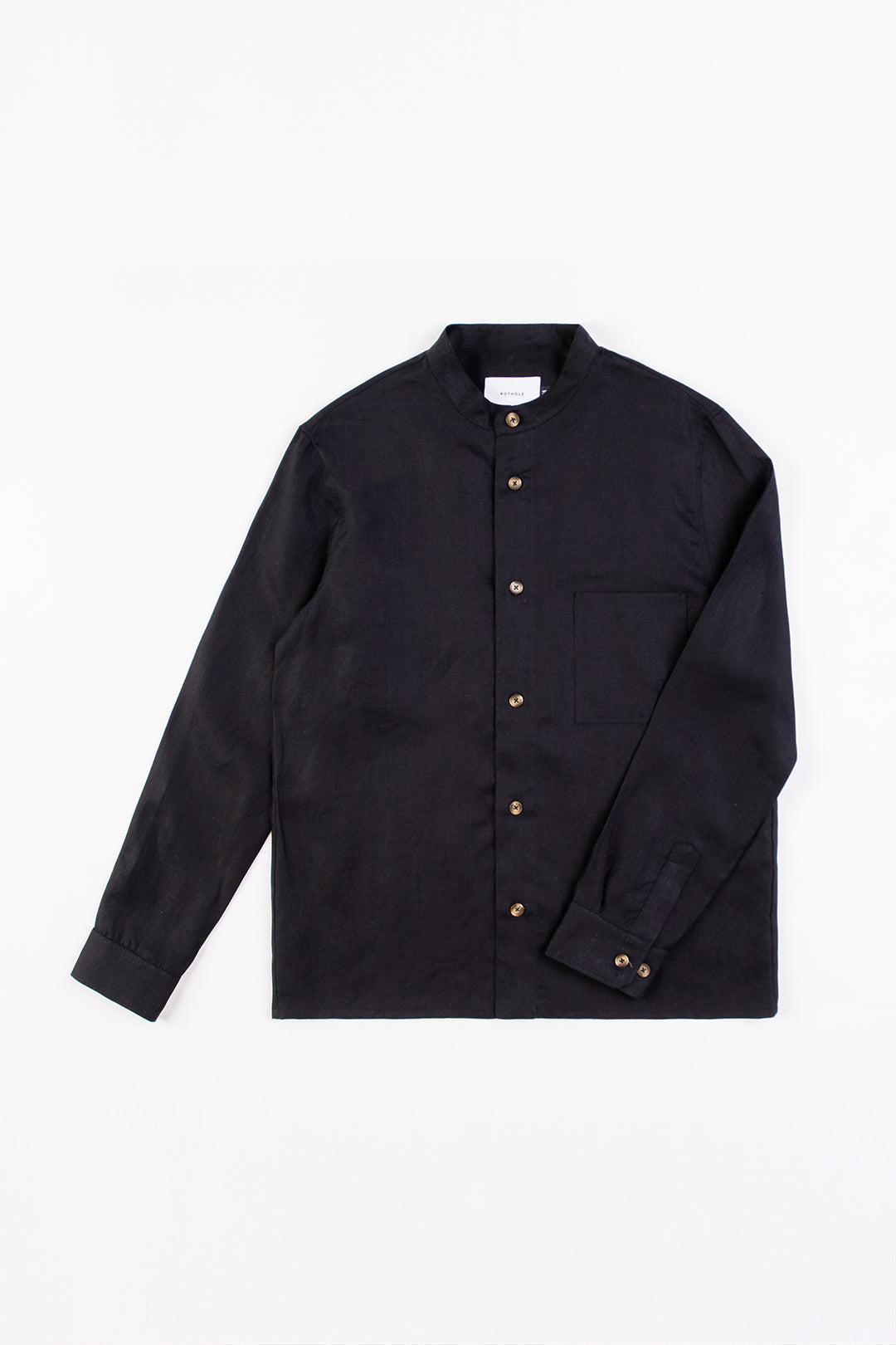 Chemise mao noire en lin - mandarin shirt black linen