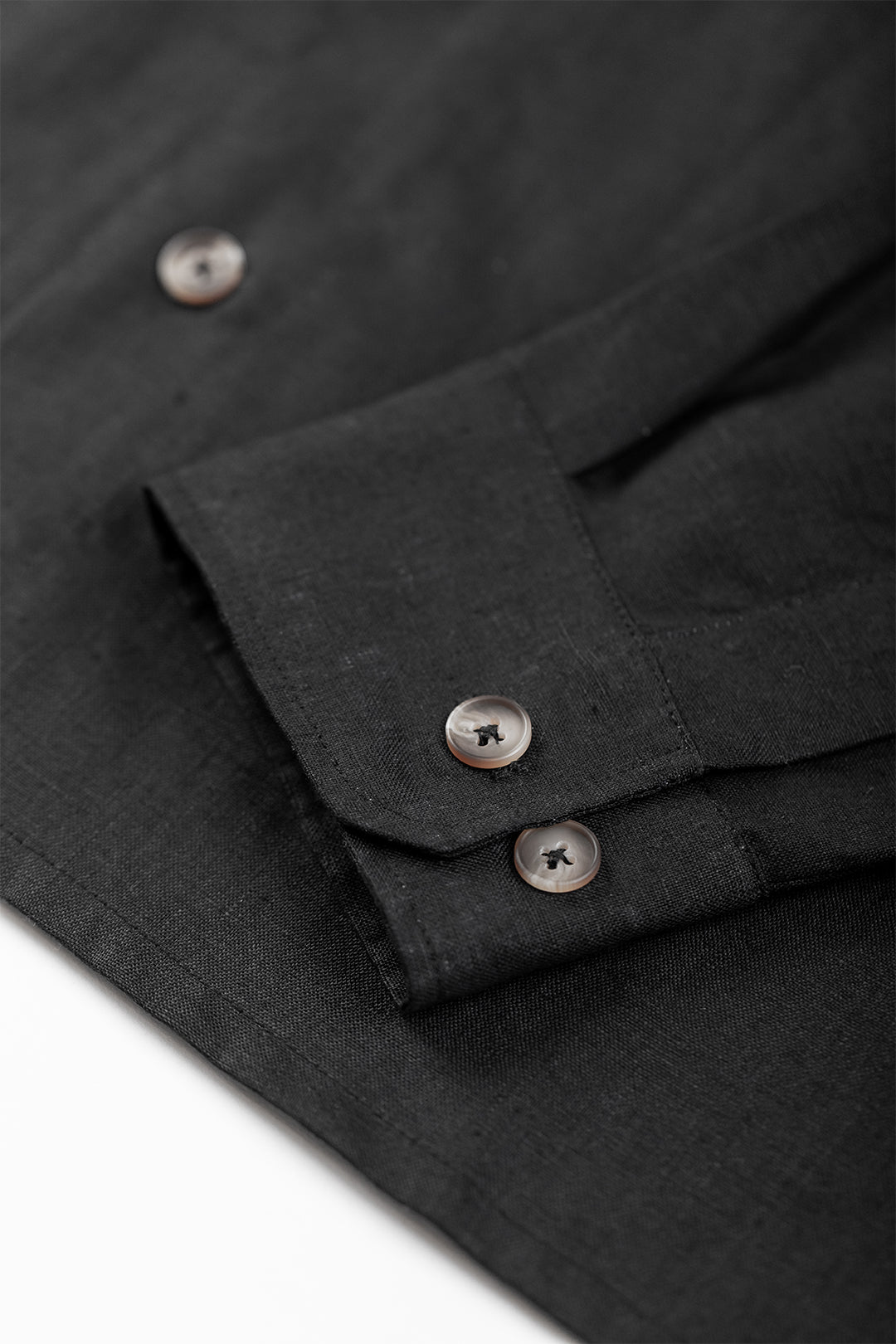 Chemise mao noire en lin - mandarin shirt black linen