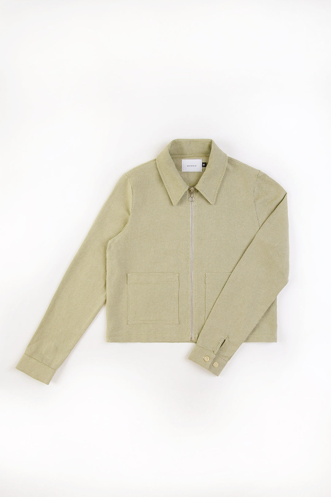 Veste zippée verte à motif en coton bio - boxy jacket green check