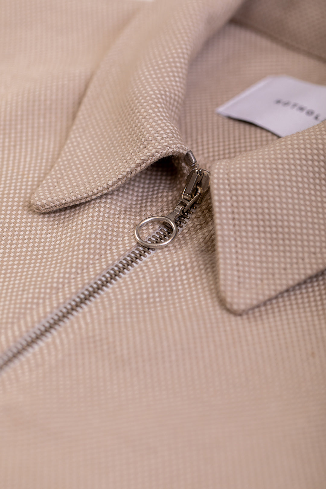 Veste zippée beige à motif en coton bio - boxy jacket sand check