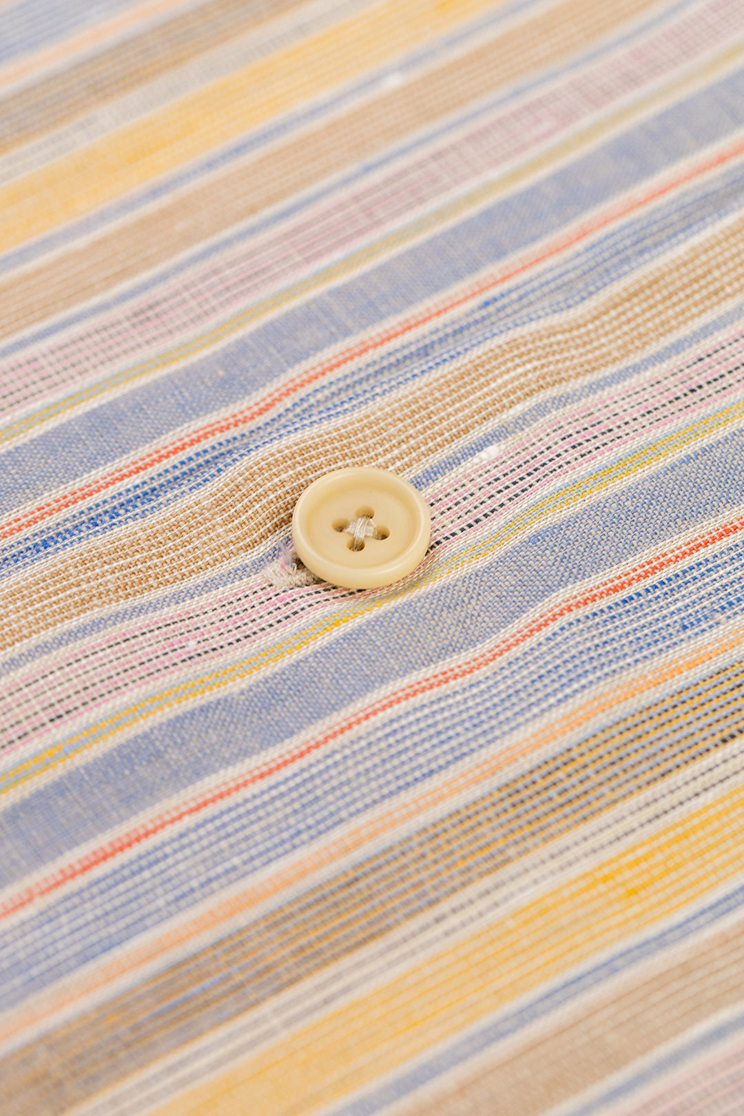 Chemise courte en coton bio et lin | multicolore "cropped bowling shirt multi stripe"