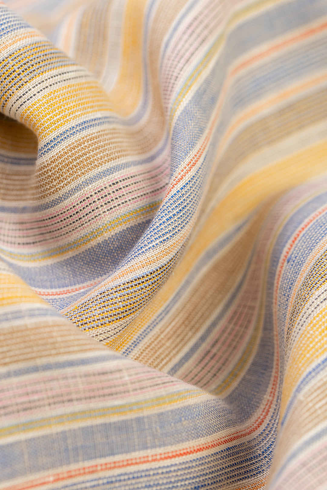 Chemise courte en coton bio et lin | multicolore "cropped bowling shirt multi stripe"