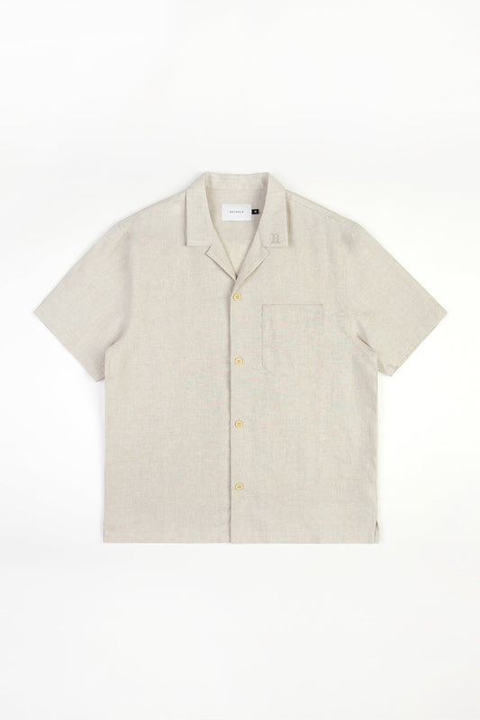 Chemisette en coton bio et lin | écru "bowling shirt nature white"