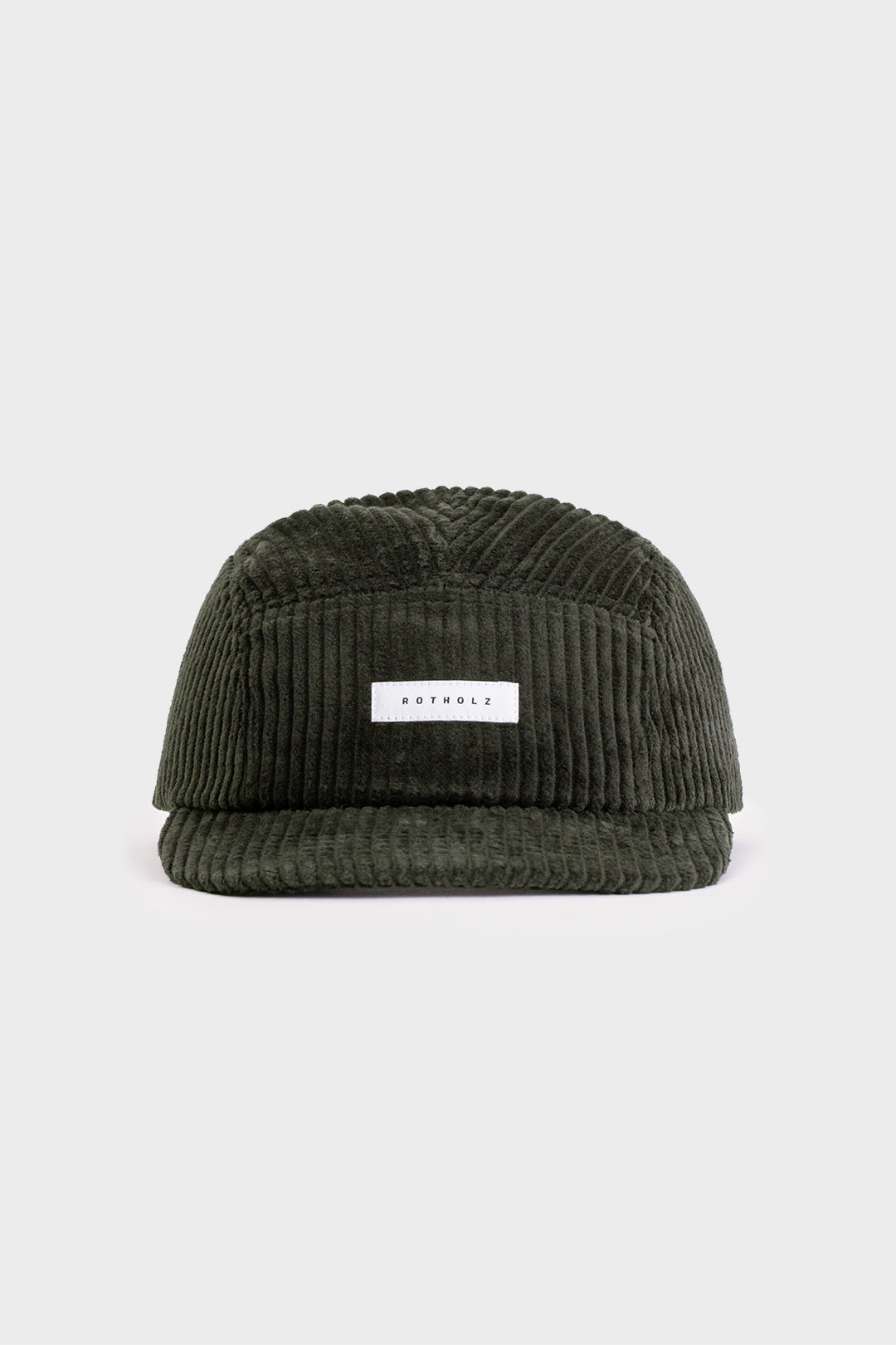 Casquette olive 5 panneaux en velours de coton bio - label corduroy 5 panel cap olive