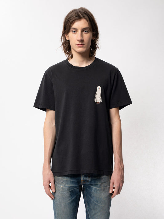 T-shirt imprimé noir en coton bio - Roy Ghost