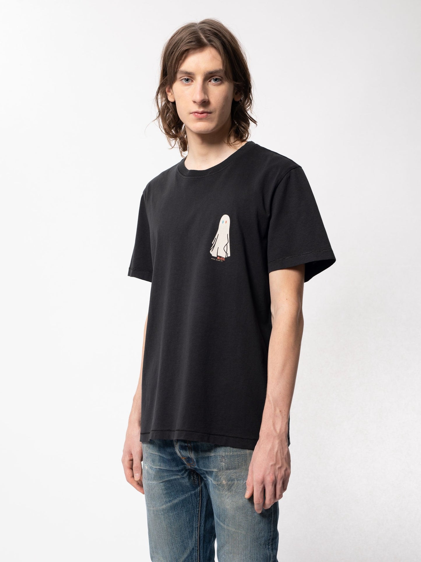 T-shirt imprimé noir en coton bio - Roy Ghost