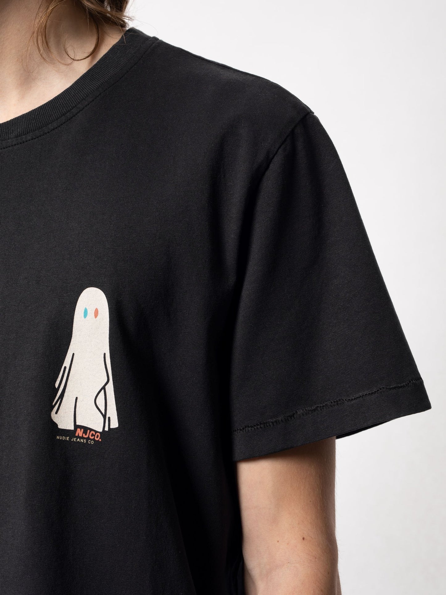 T-shirt imprimé noir en coton bio - Roy Ghost