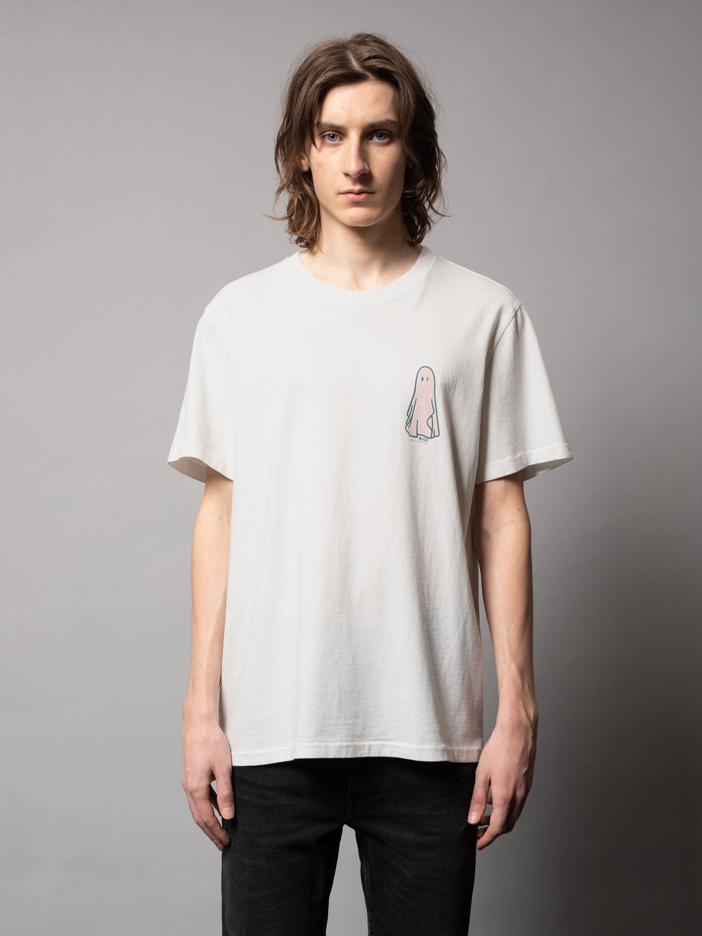 T-shirt imprimé blanc en coton bio - Roy Ghost