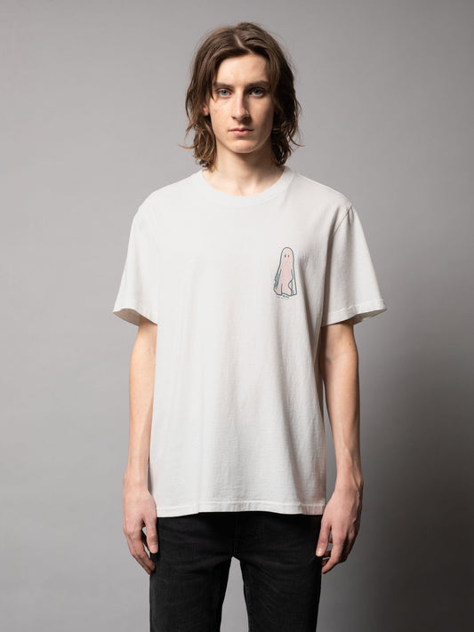 T-shirt imprimé blanc en coton bio - Roy Ghost