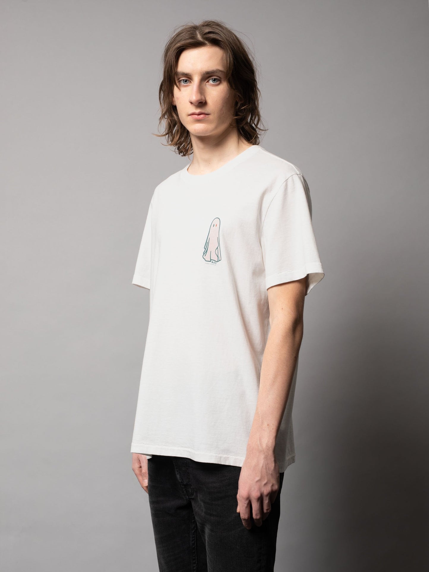T-shirt imprimé blanc en coton bio - Roy Ghost
