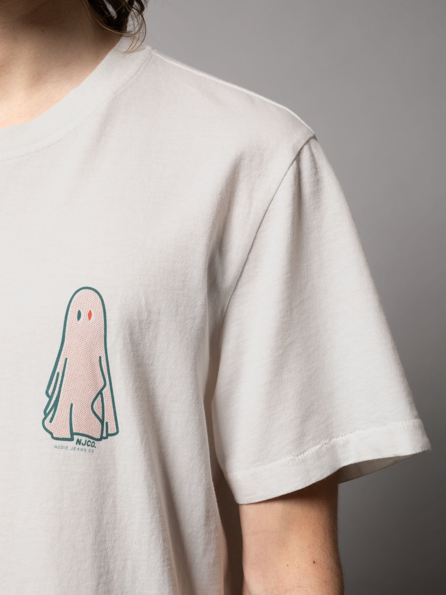 T-shirt imprimé blanc en coton bio - Roy Ghost