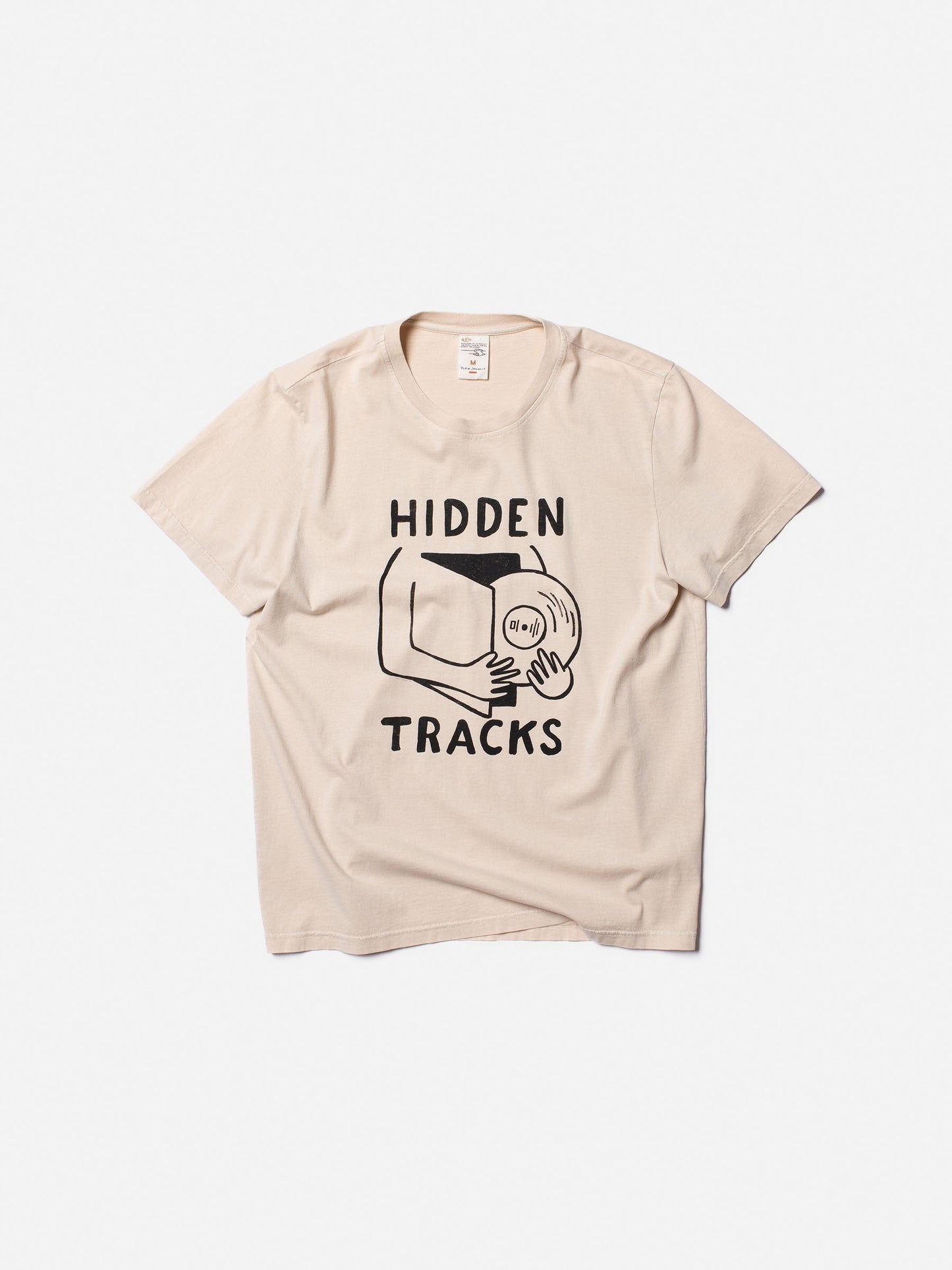 T-shirt manches longues avec imprimé en coton bio | écru "roy hidden tracks cream"