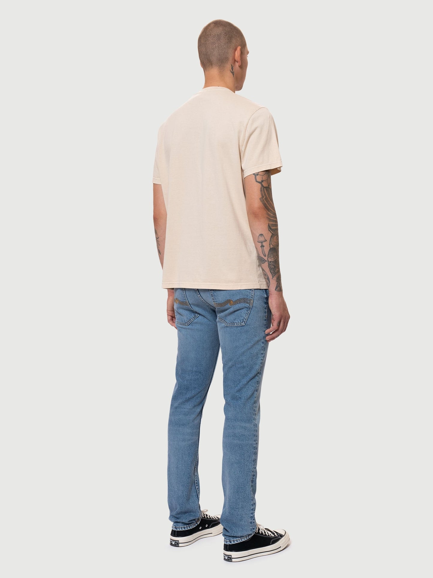 T-shirt manches longues avec imprimé en coton bio | écru "roy hidden tracks cream"
