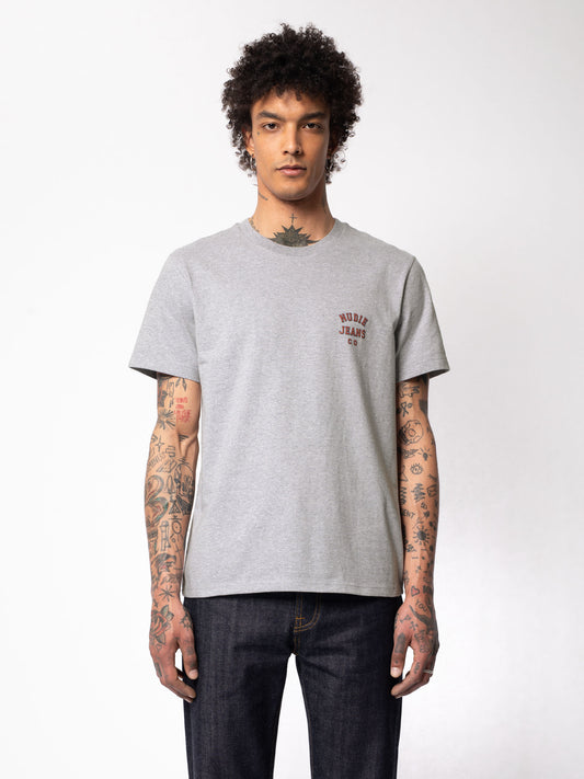 T-shirt gris en coton bio - Roy Logo Tee greymelange