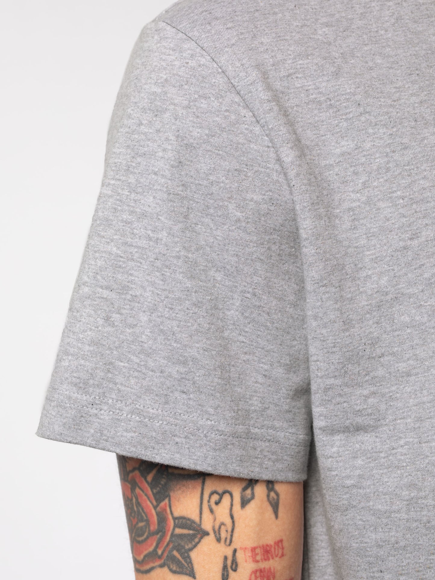 T-shirt gris en coton bio - Roy Logo Tee greymelange