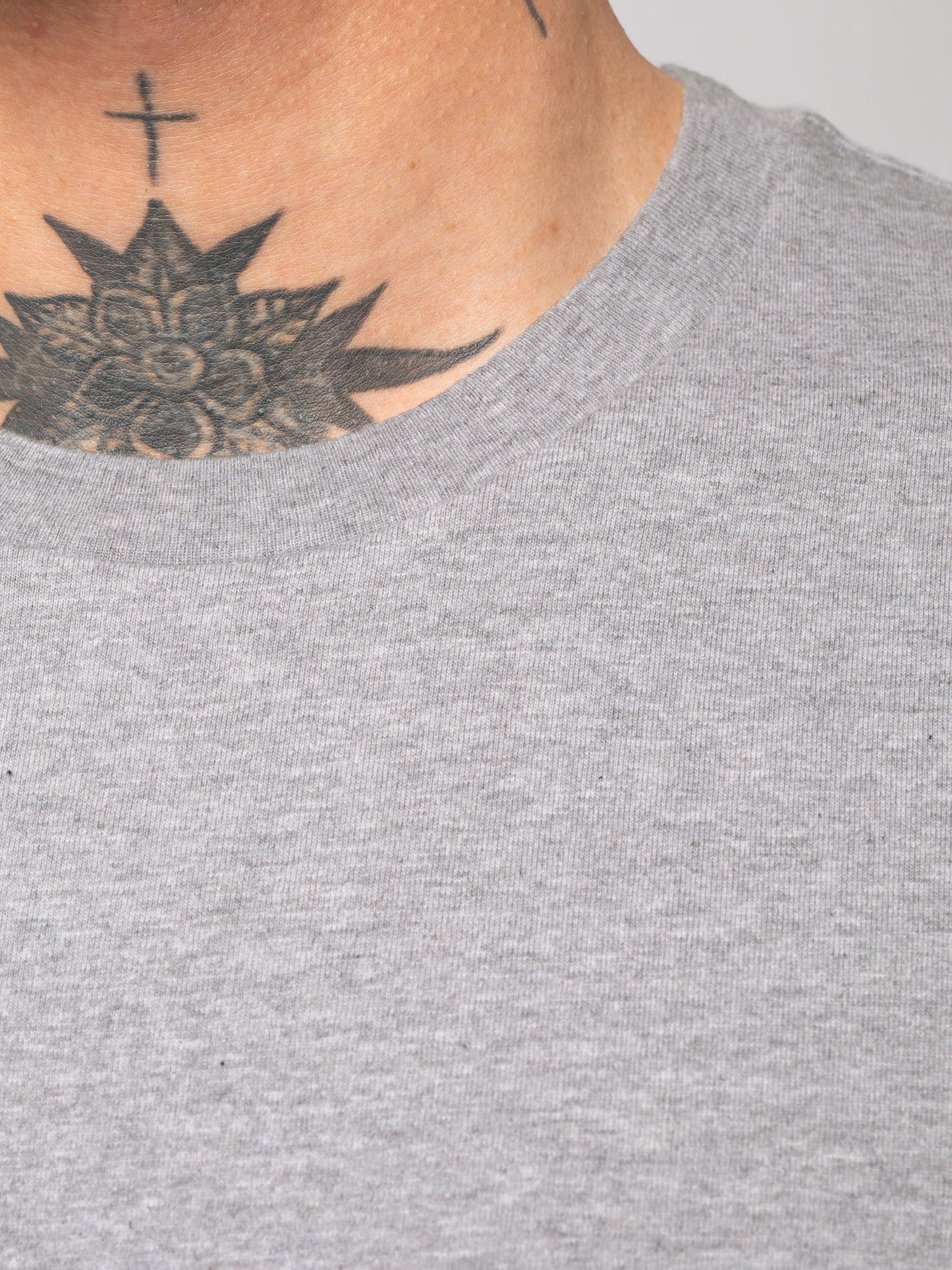 T-shirt gris en coton bio - Roy Logo Tee greymelange