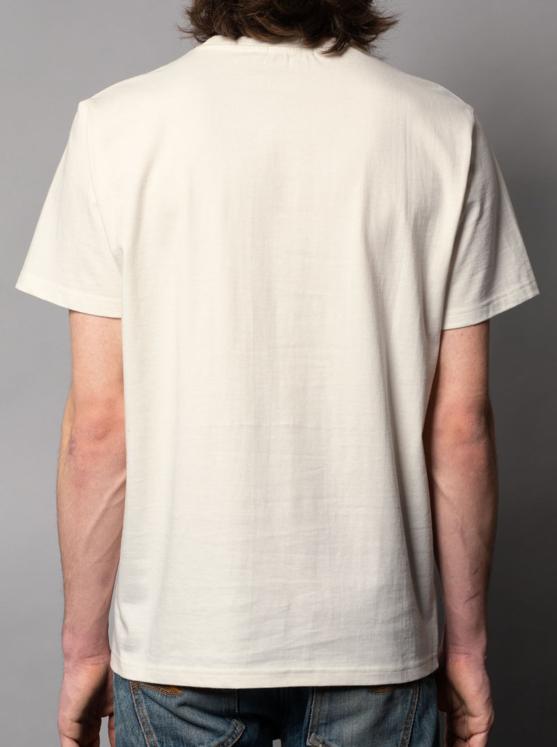 T-shirt blanc logo Nudie Jeans en coton bio - Roy Logo Tee Offwhite