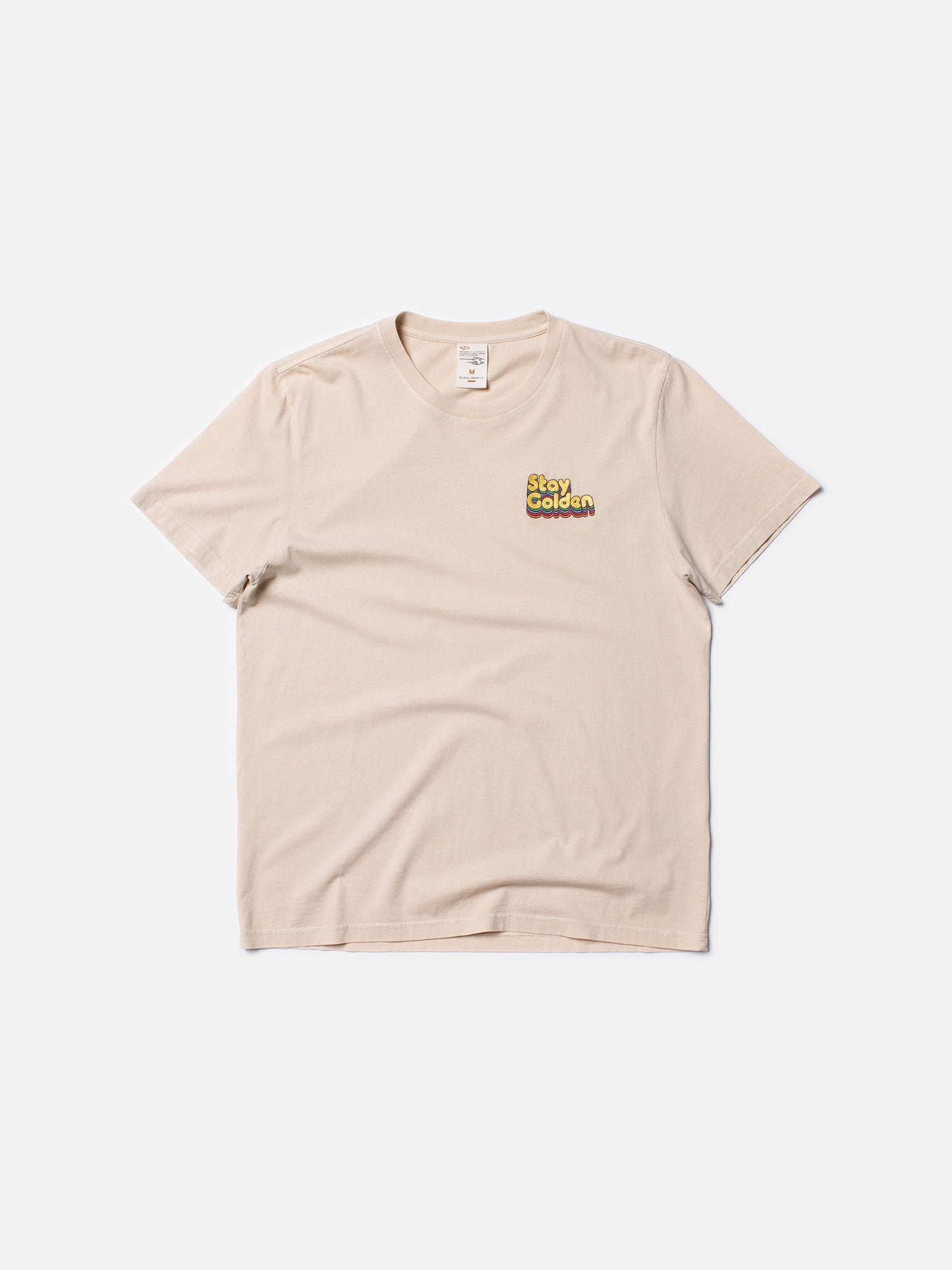 T-shirt manches courtes brodé en coton bio | écru "roy stay golden cream"
