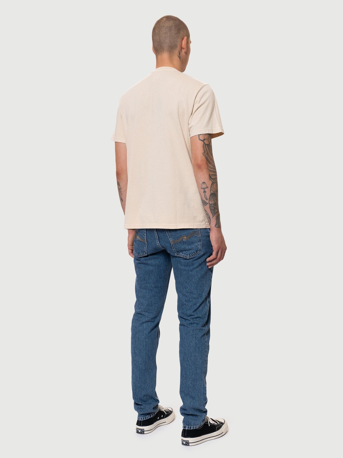 T-shirt manches courtes brodé en coton bio | écru "roy stay golden cream"