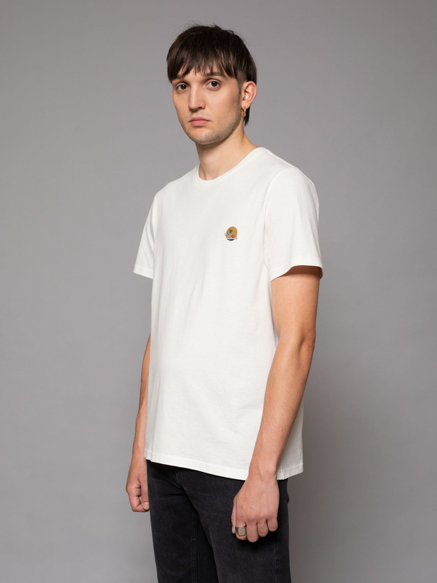 T-shirt blanc broderie en coton bio - Roy Sunset Chalk White