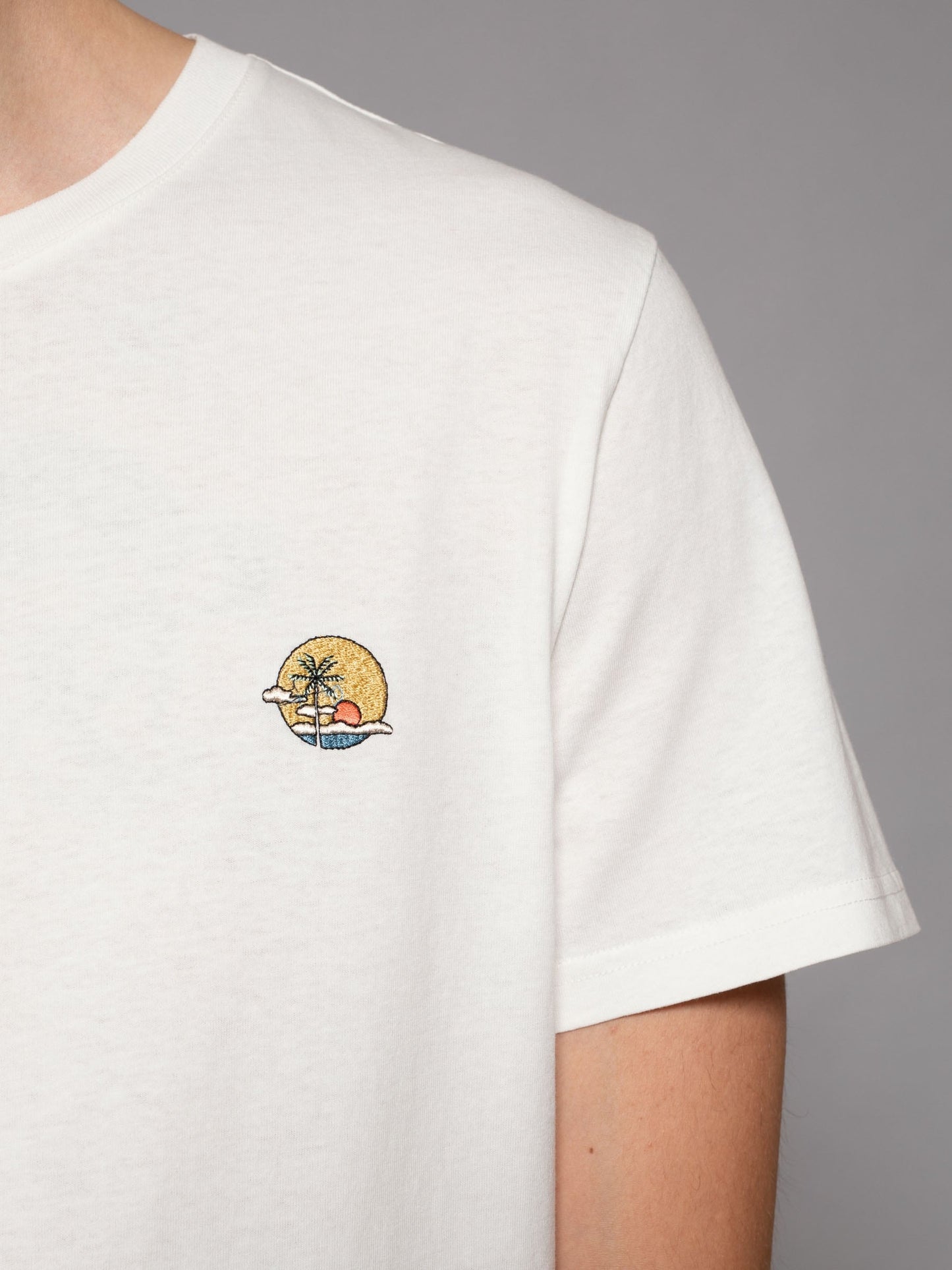 T-shirt blanc broderie en coton bio - Roy Sunset Chalk White