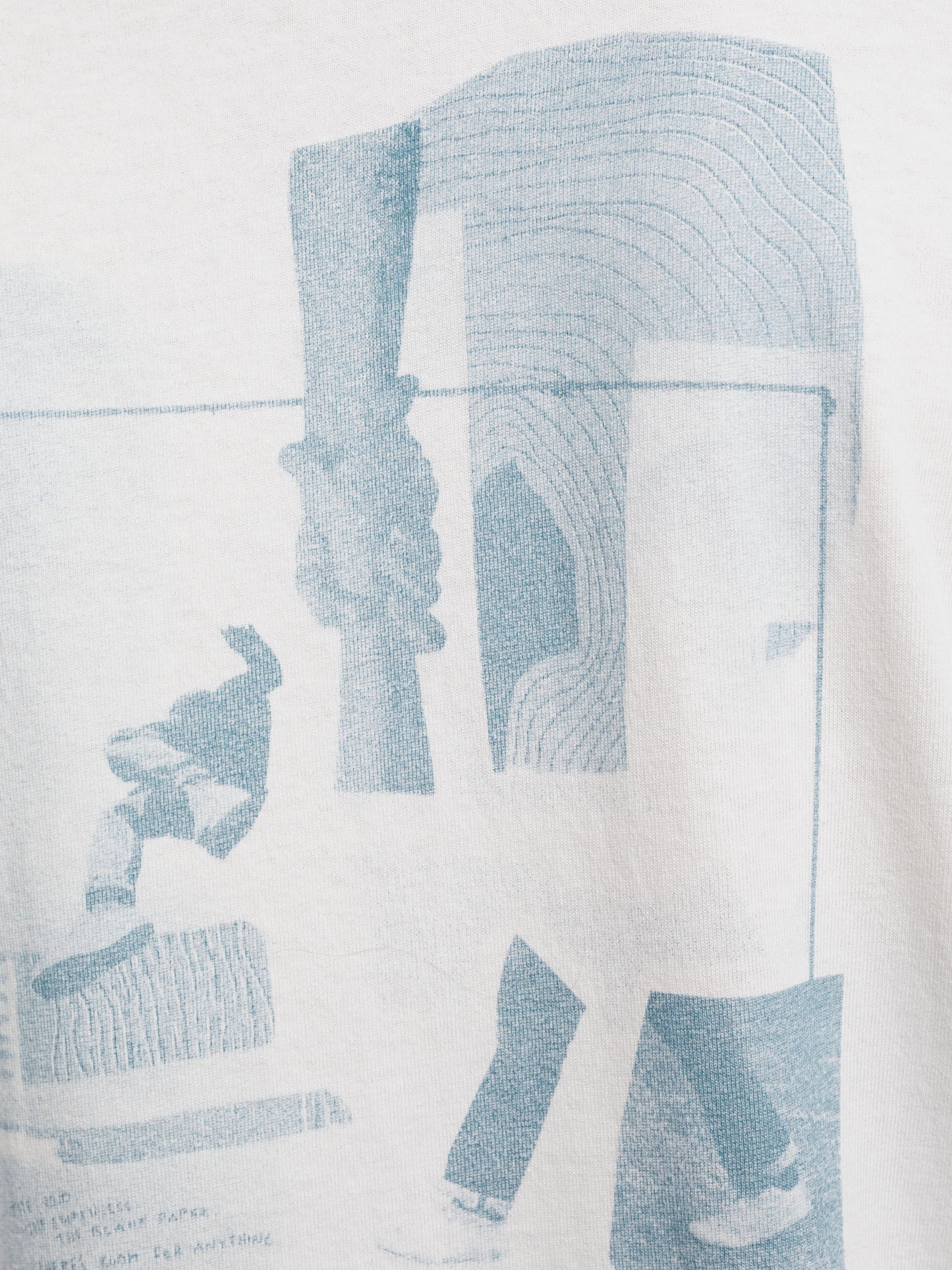 T-shirt manches longues blanc imprimé en coton bio - Rudi Blueprint Chalk White