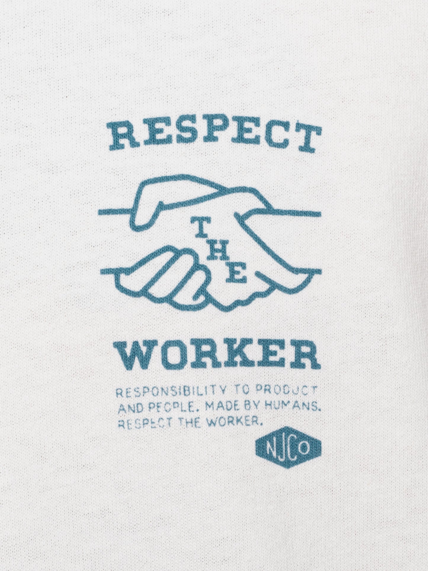 T-shirt manches longues blanc imprimé en coton bio - Rudi Blueprint Chalk White