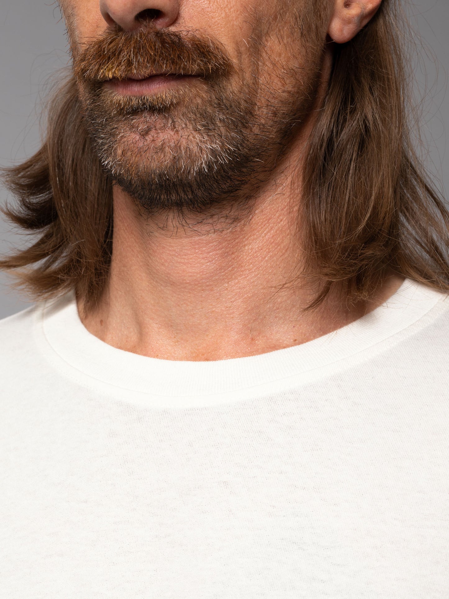 T-shirt manches longues blanc imprimé en coton bio - Rudi Blueprint Chalk White
