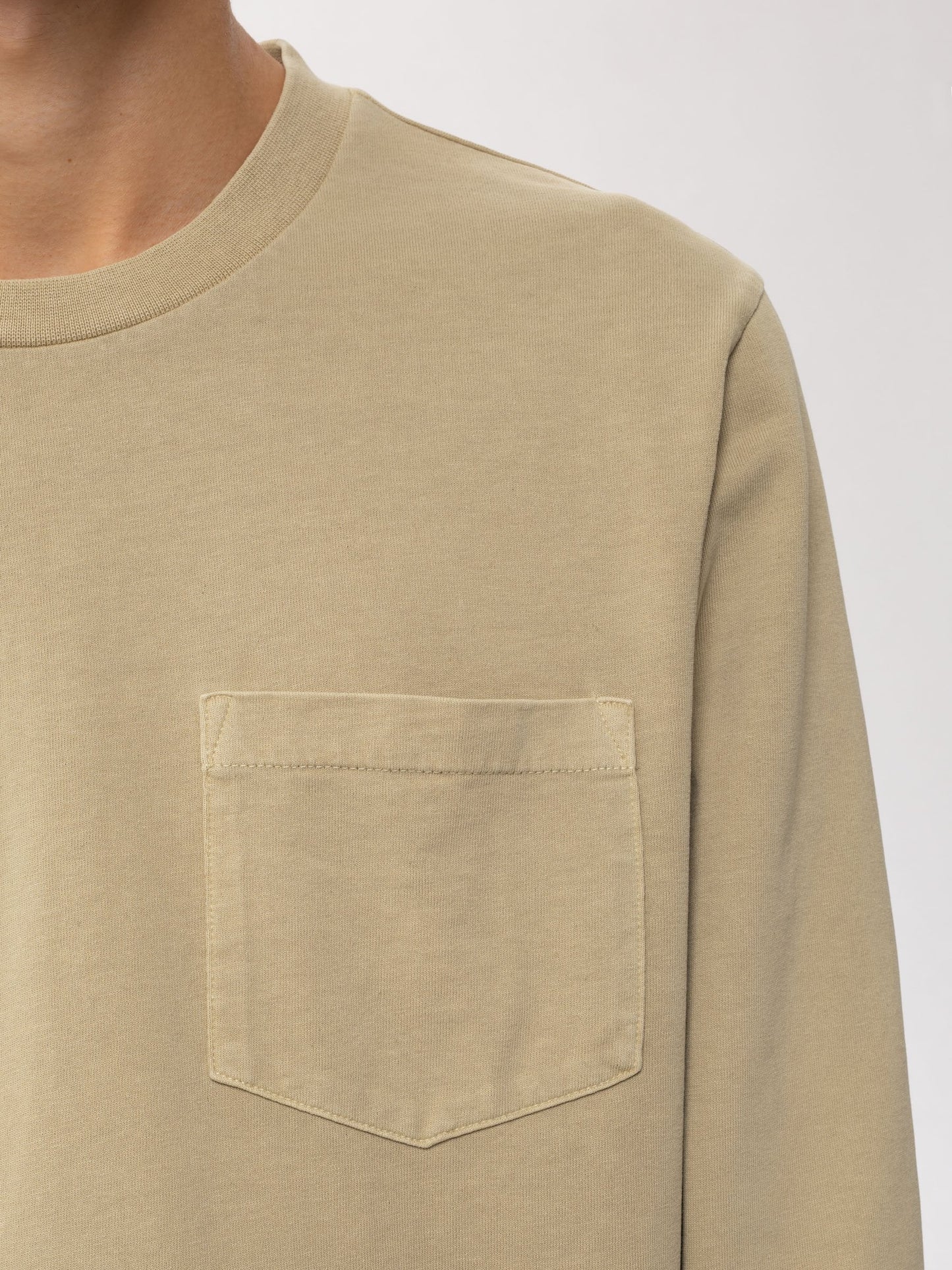 T-shirt manches longues à poche beige en coton bio - Rudi