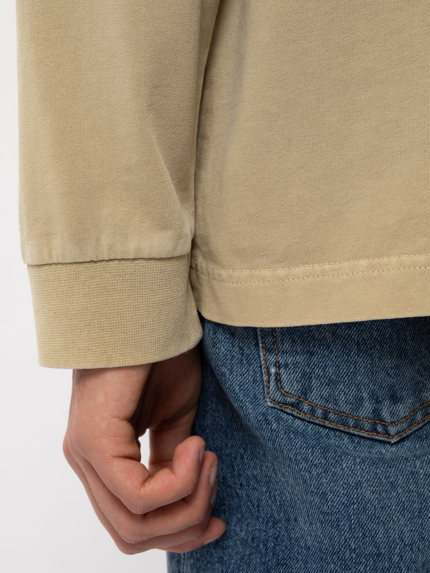 T-shirt manches longues à poche beige en coton bio - Rudi