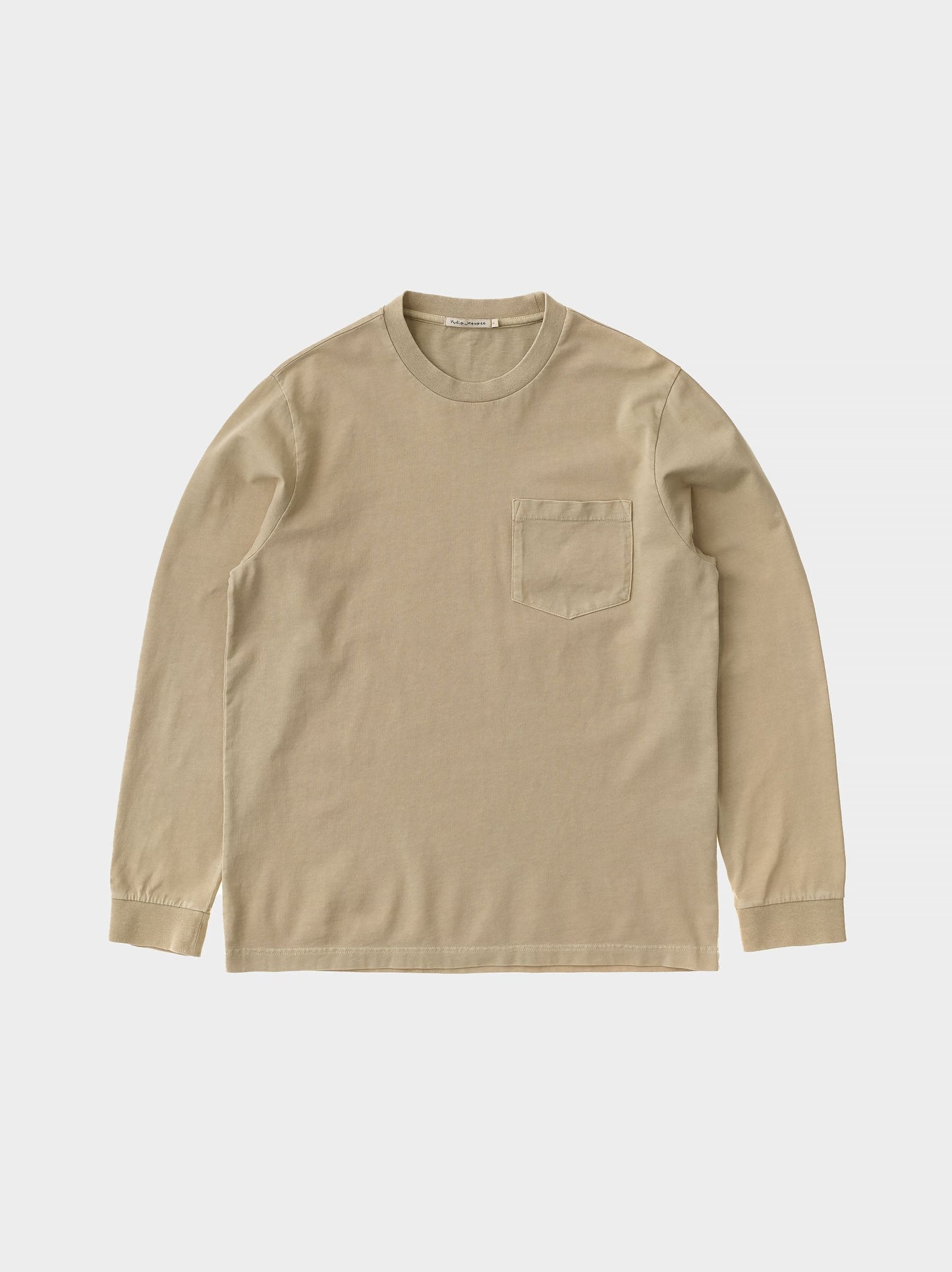 T-shirt manches longues à poche beige en coton bio - Rudi