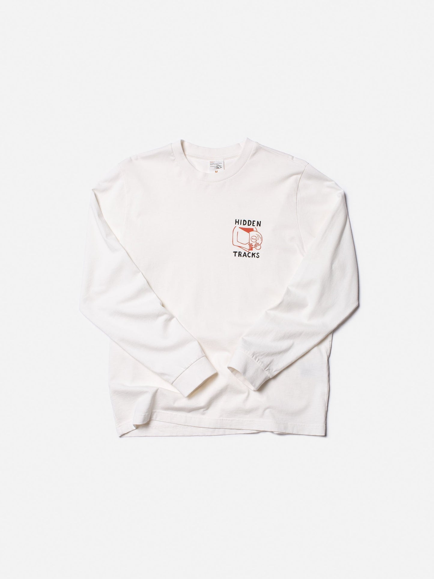 T-shirt manches longues en coton bio | blanc "rudi hidden tracks chalk white"