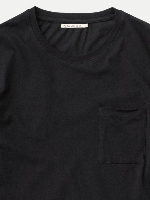 T-shirt manches longues à poche noir en coton bio - Rudi