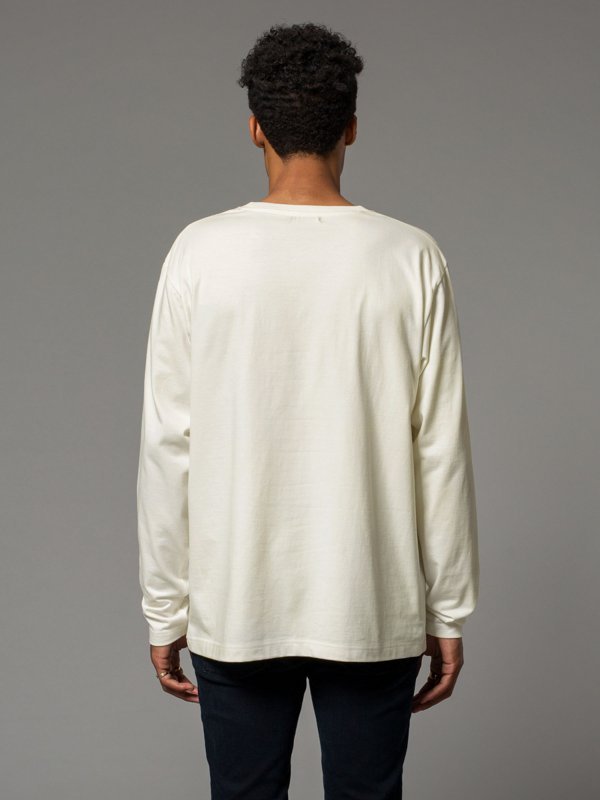 T-shirt à manches longues avec poche blanc en coton bio - Rudi