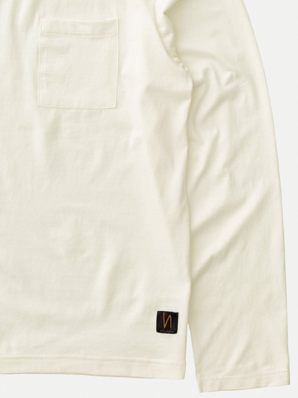 T-shirt à manches longues avec poche blanc en coton bio - Rudi