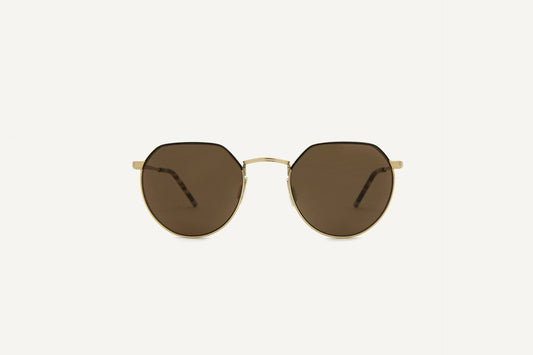 Lunettes de soleil en métal recyclé - Agadir Havana Shiny Gold
