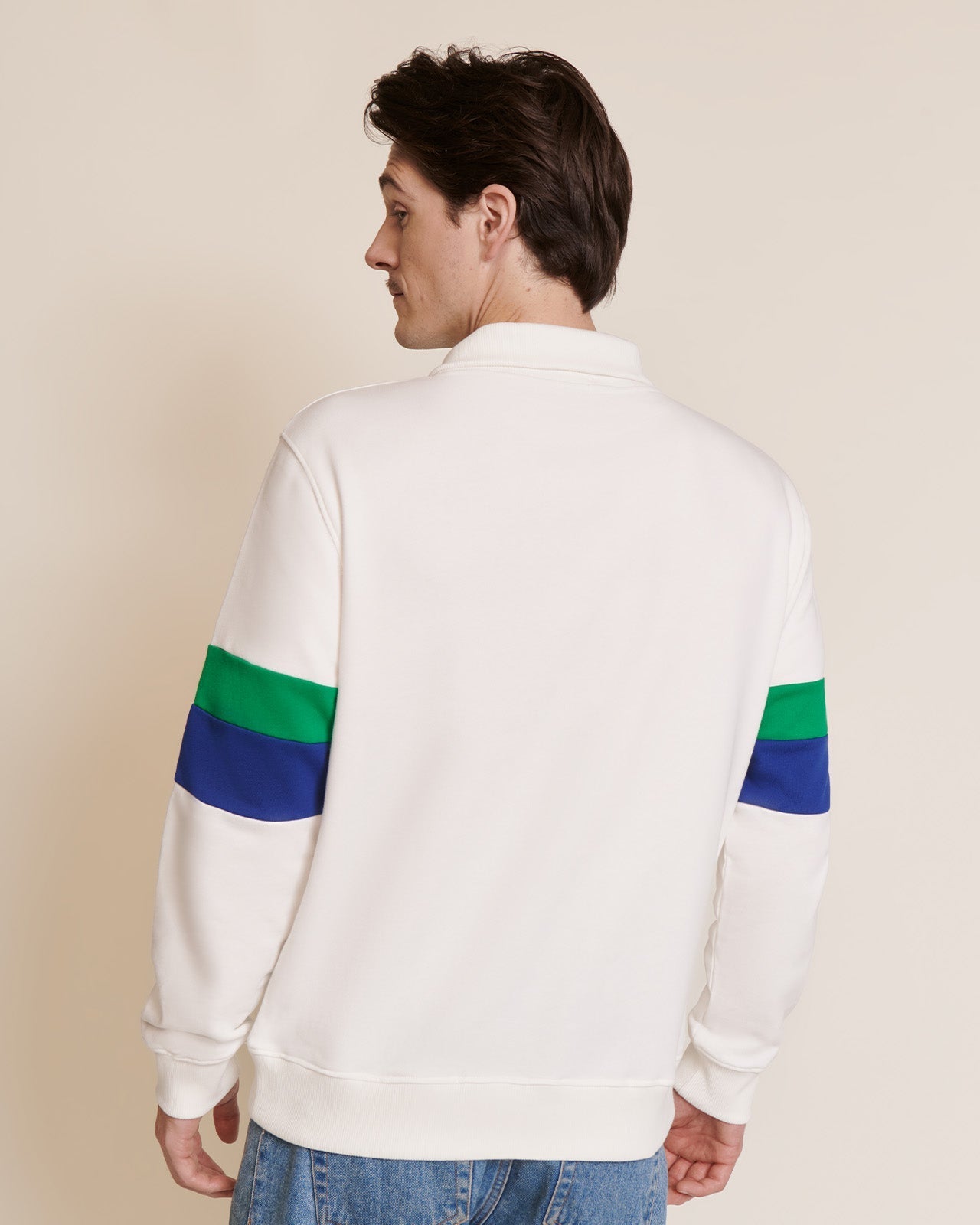 Sweat col zippé en coton bio | blanc "sweat stanny col zippé blanc"