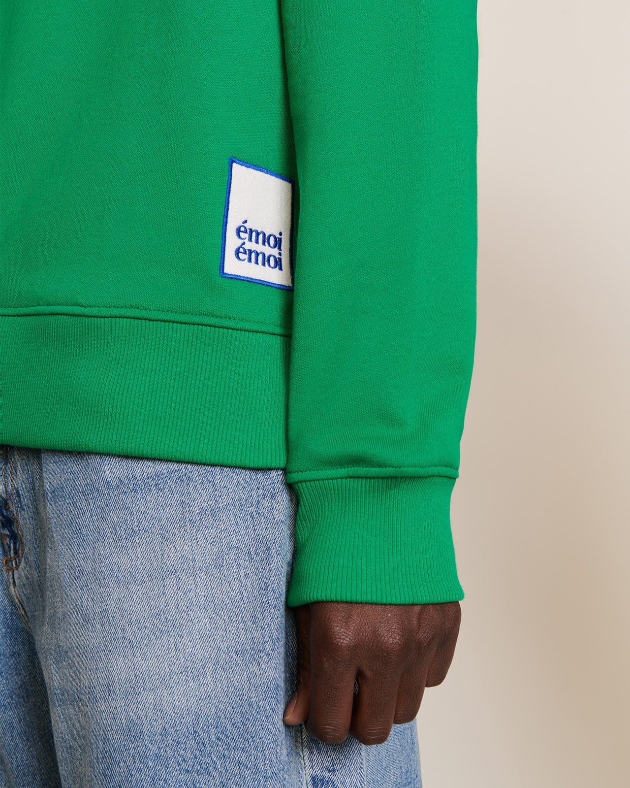 Sweat col zippé en coton bio | vert "sweat stanny col zippé vert"