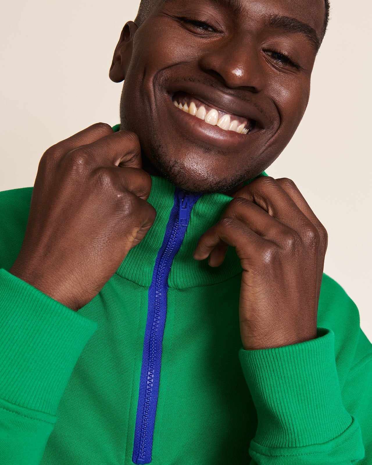 Sweat col zippé en coton bio | vert "sweat stanny col zippé vert"