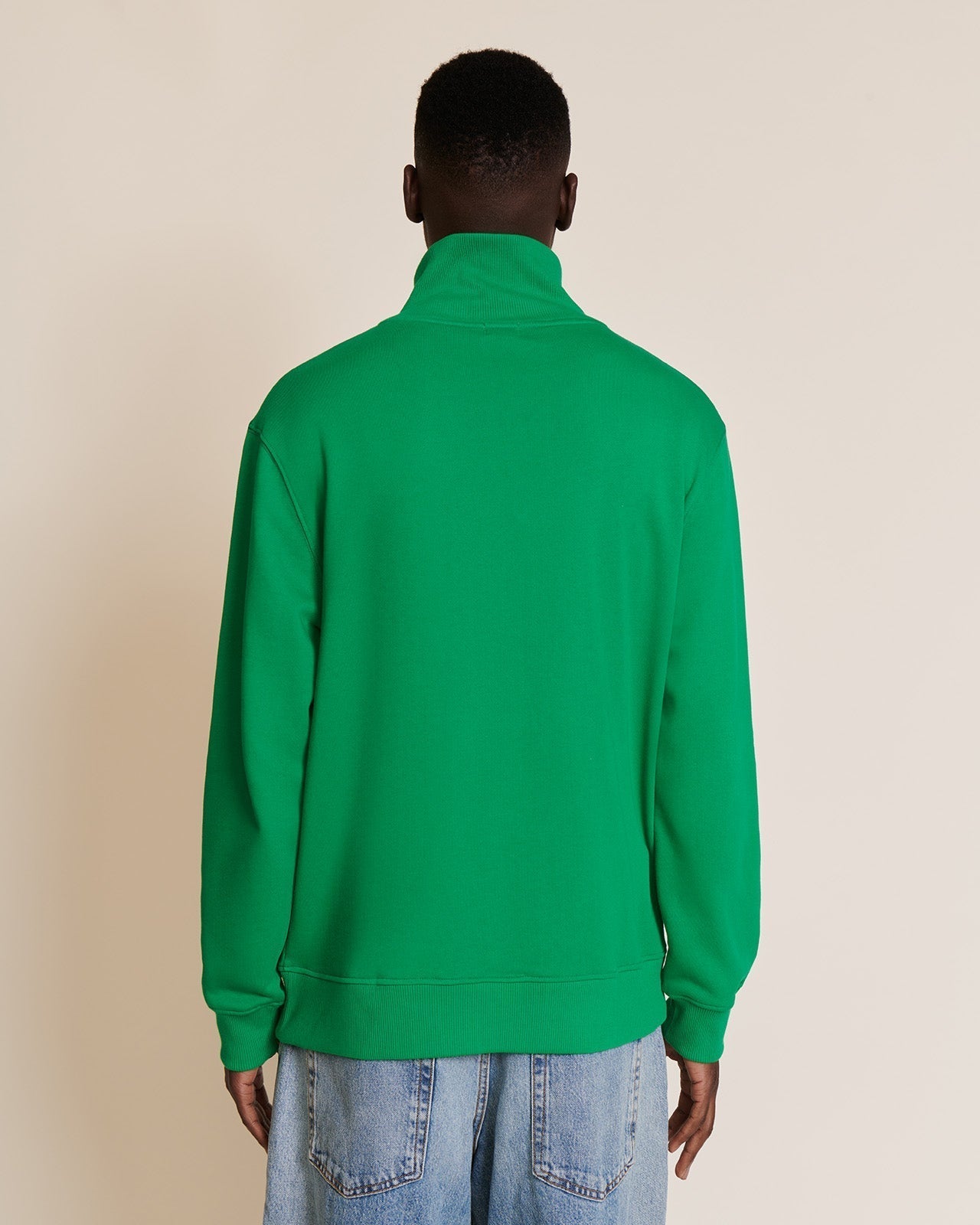 Sweat col zippé en coton bio | vert "sweat stanny col zippé vert"