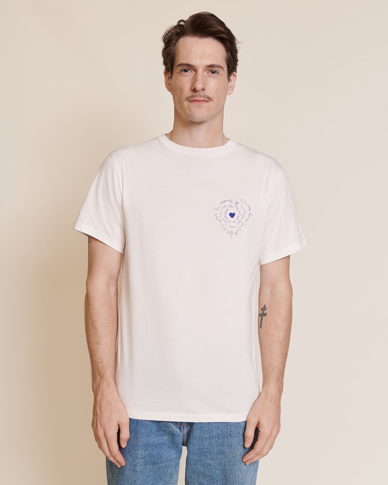T-shirt imprimé en coton bio | Blanc "le t-shirt je t'aime blanc"