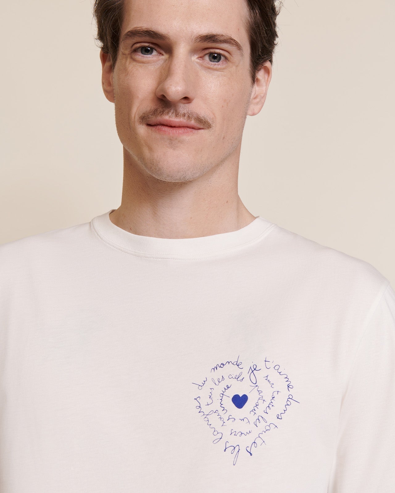 T-shirt imprimé en coton bio | Blanc "le t-shirt je t'aime blanc"