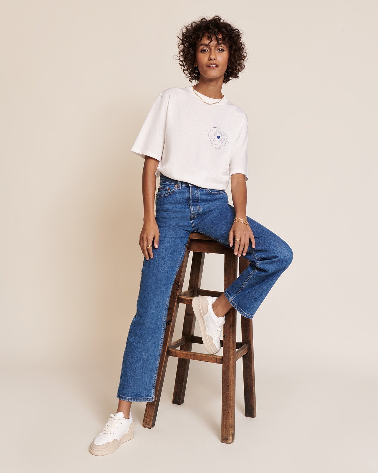 T-shirt imprimé en coton bio | Blanc "le t-shirt je t'aime blanc"